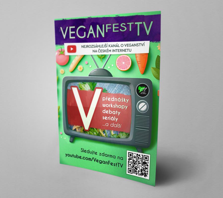 Leták propagující kanál VeganFestTV