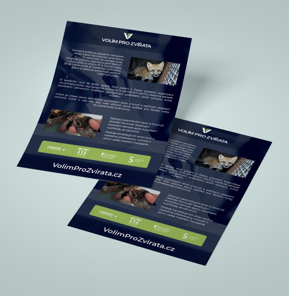 Leták projektu Volím pro zvířata